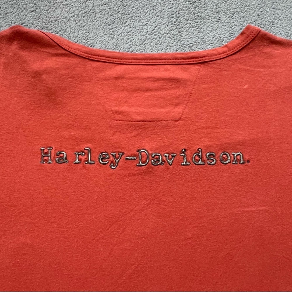 Harley Davidson Shirt Womens Medium Pink USA Embroidered Biker Rider Raglan Tee - Picture 3 of 9